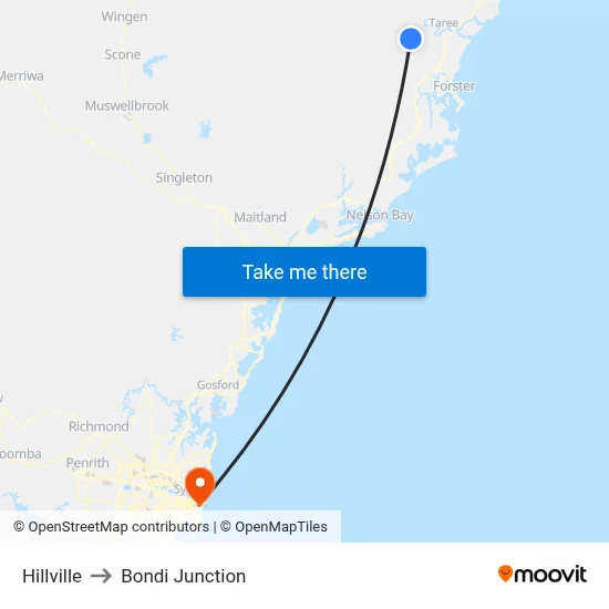 Hillville to Bondi Junction map