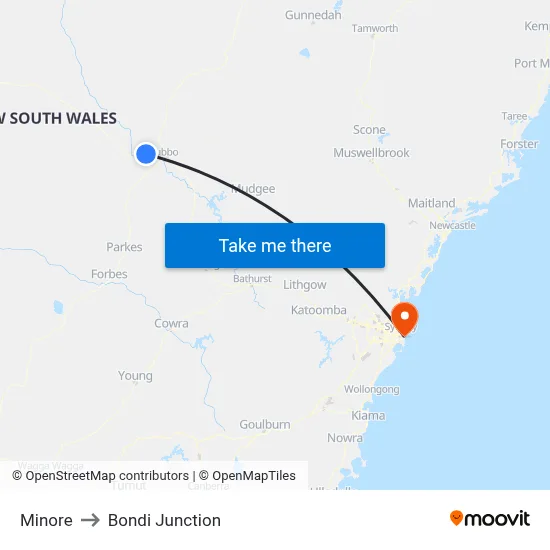 Minore to Bondi Junction map