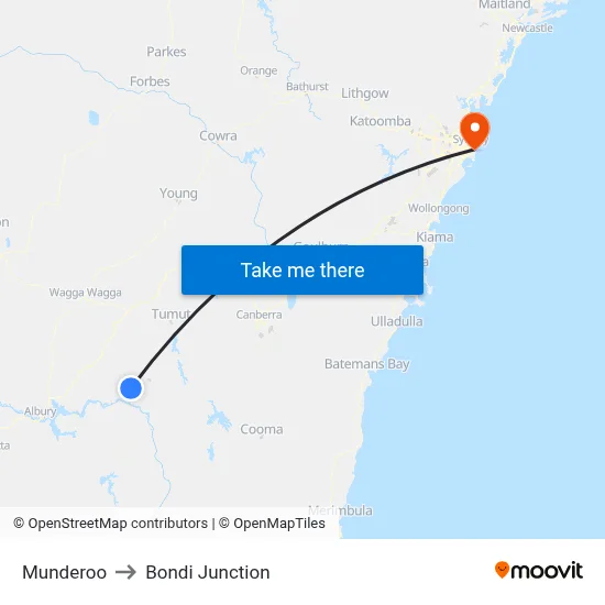 Munderoo to Bondi Junction map