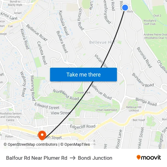 Balfour Rd Near Plumer Rd to Bondi Junction map