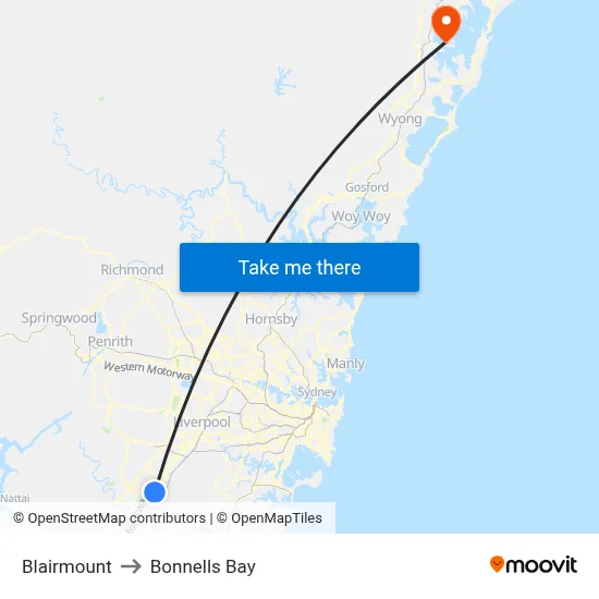 Blairmount to Bonnells Bay map