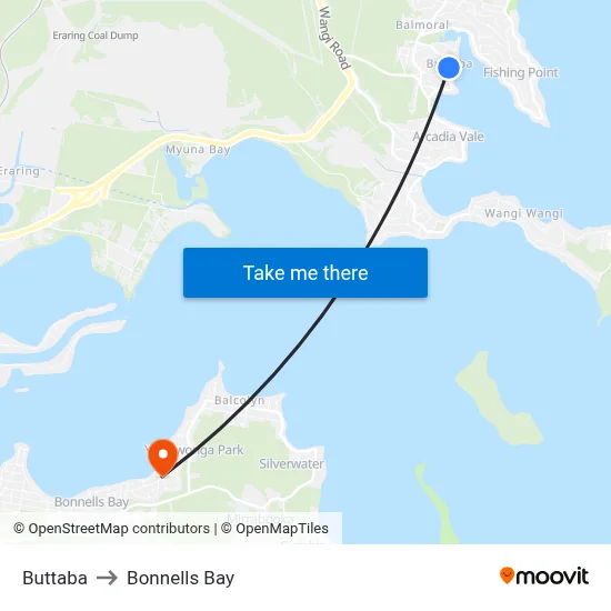 Buttaba to Bonnells Bay map
