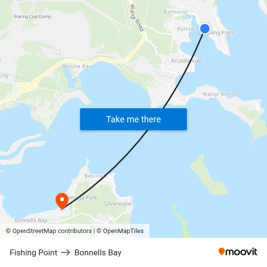 Fishing Point to Bonnells Bay map