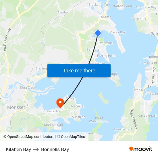 Kilaben Bay to Bonnells Bay map