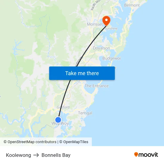 Koolewong to Bonnells Bay map
