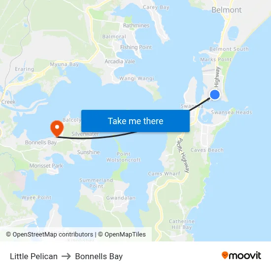 Little Pelican to Bonnells Bay map