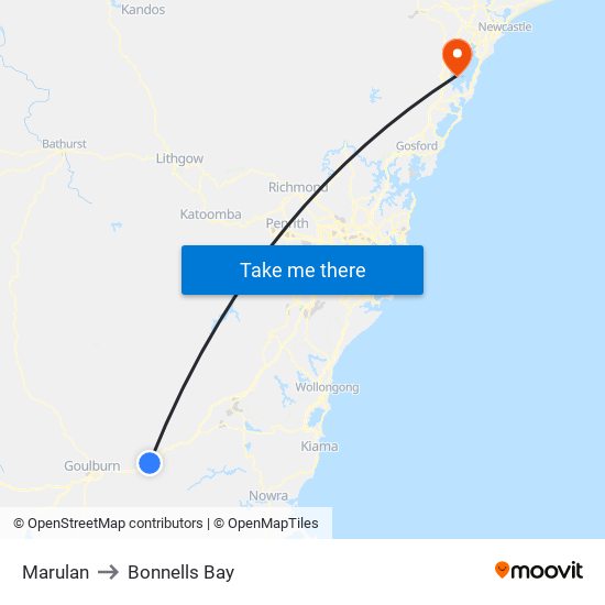 Marulan to Bonnells Bay map