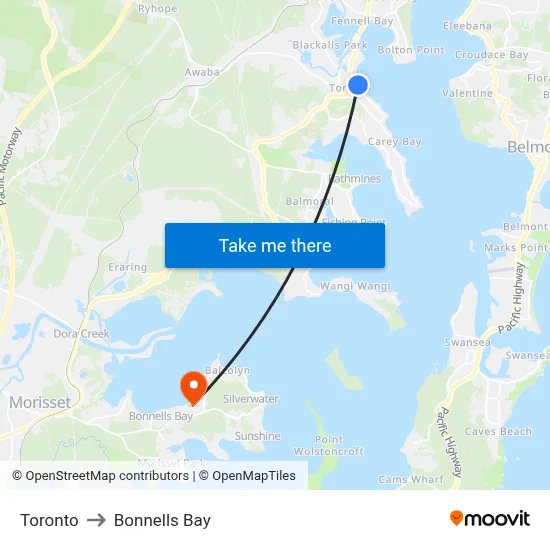 Toronto to Bonnells Bay map