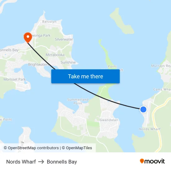 Nords Wharf to Bonnells Bay map