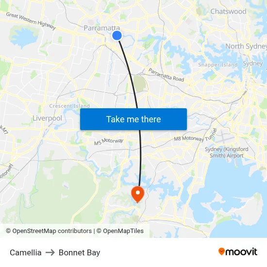 Camellia to Bonnet Bay map