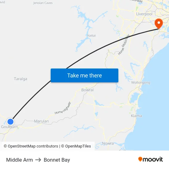 Middle Arm to Bonnet Bay map