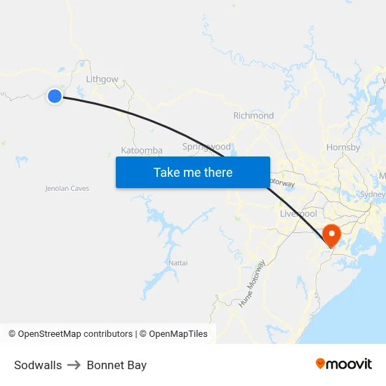 Sodwalls to Bonnet Bay map