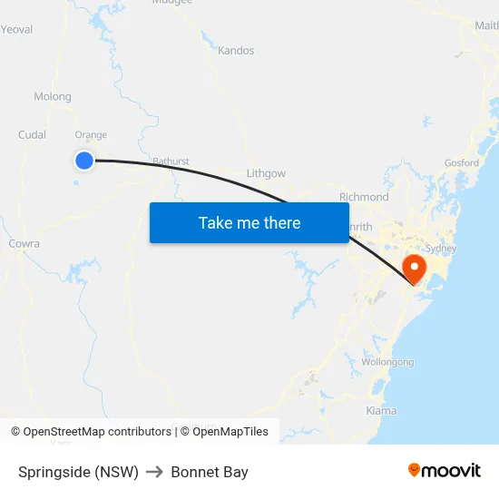 Springside (NSW) to Bonnet Bay map