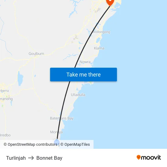 Turlinjah to Bonnet Bay map