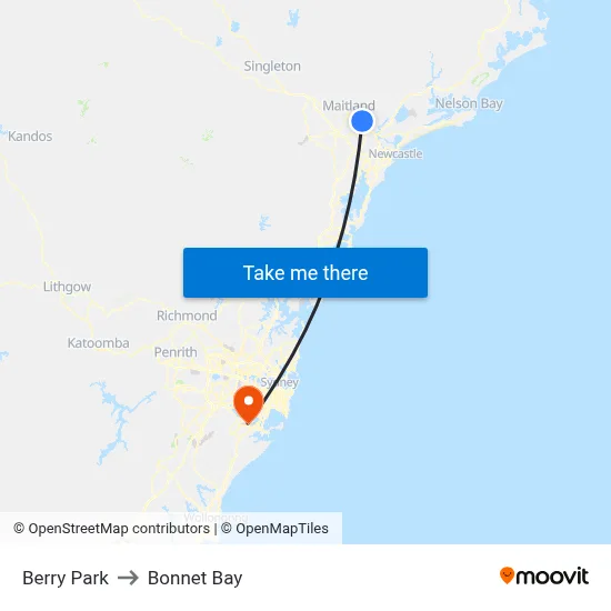 Berry Park to Bonnet Bay map
