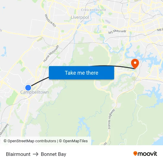Blairmount to Bonnet Bay map