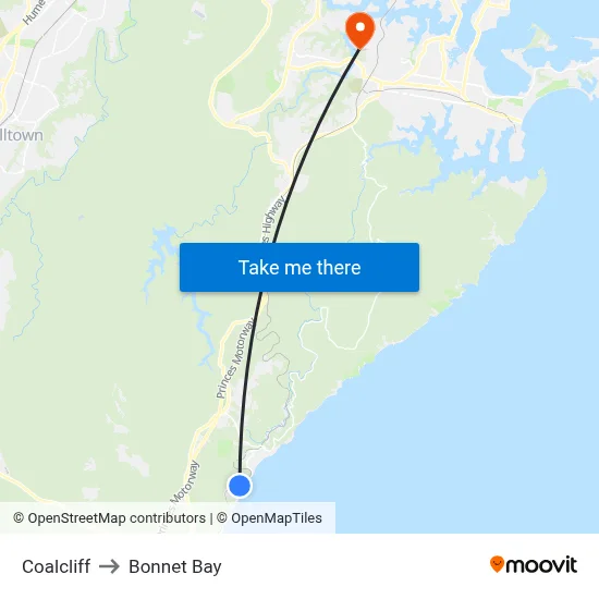 Coalcliff to Bonnet Bay map