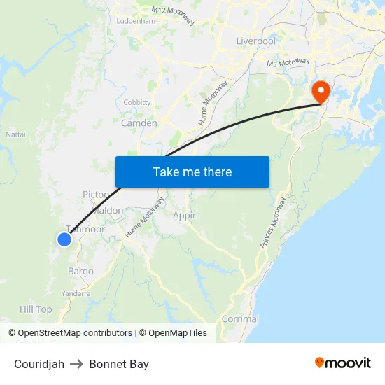 Couridjah to Bonnet Bay map
