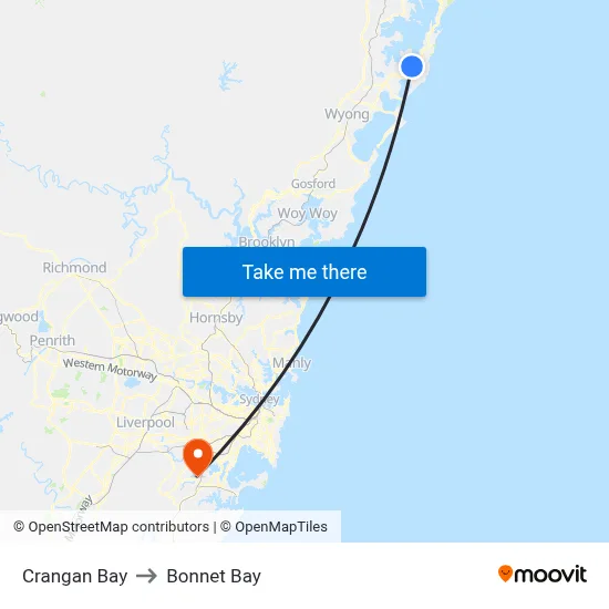 Crangan Bay to Bonnet Bay map