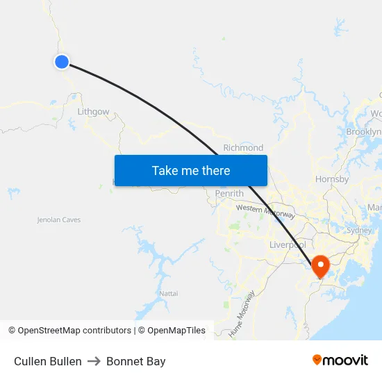 Cullen Bullen to Bonnet Bay map