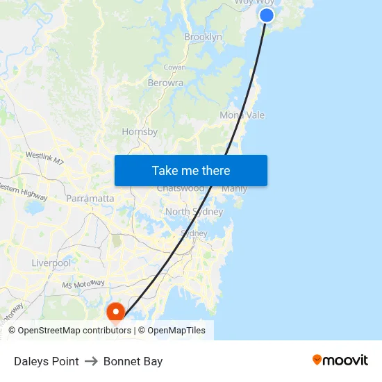 Daleys Point to Bonnet Bay map
