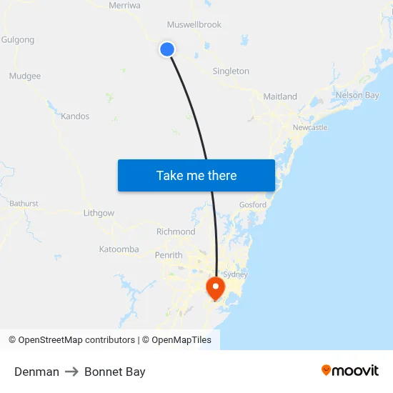 Denman to Bonnet Bay map