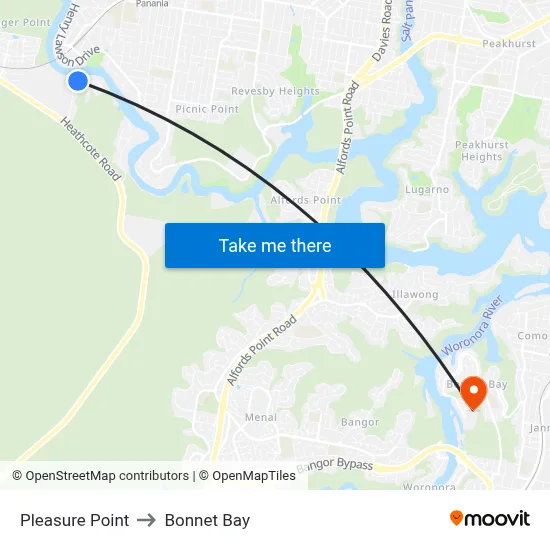 Pleasure Point to Bonnet Bay map