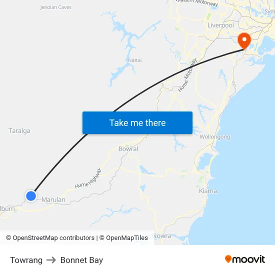 Towrang to Bonnet Bay map