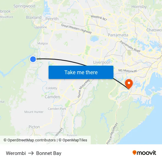 Werombi to Bonnet Bay map