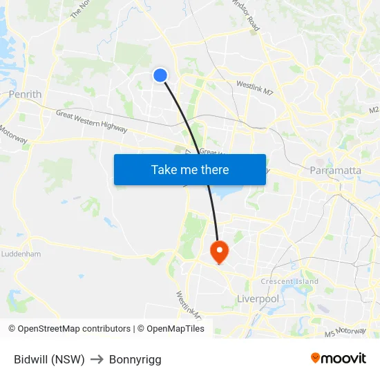 Bidwill (NSW) to Bonnyrigg map