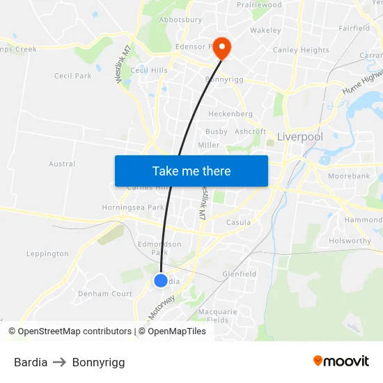 Bardia to Bonnyrigg map
