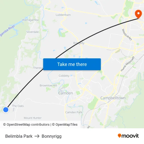 Belimbla Park to Bonnyrigg map