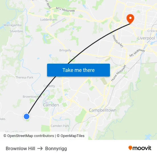 Brownlow Hill to Bonnyrigg map