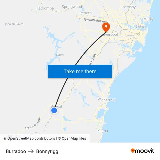 Burradoo to Bonnyrigg map