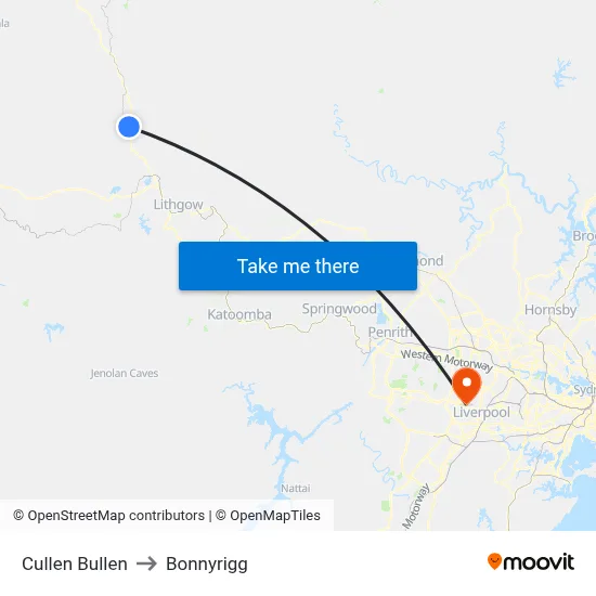 Cullen Bullen to Bonnyrigg map