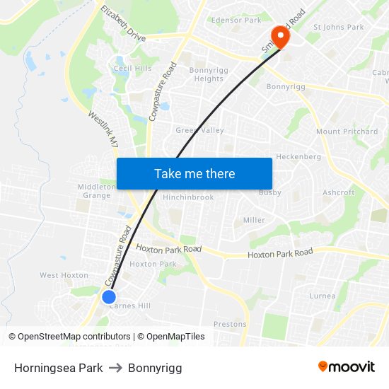 Horningsea Park to Bonnyrigg map