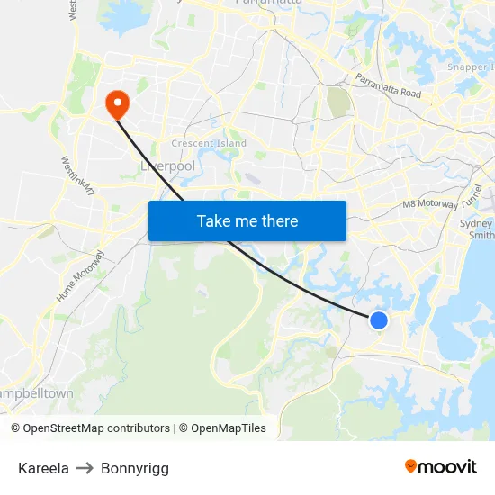 Kareela to Bonnyrigg map