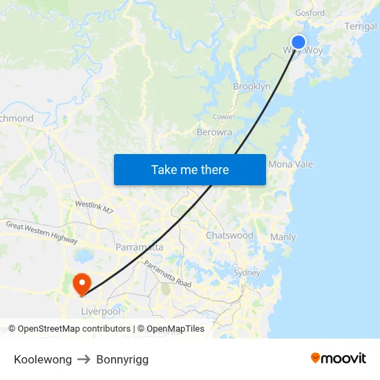 Koolewong to Bonnyrigg map
