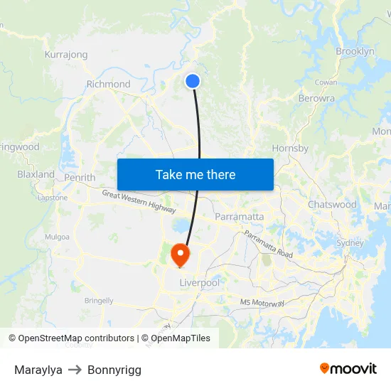 Maraylya to Bonnyrigg map