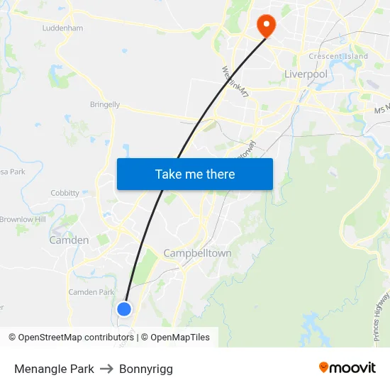 Menangle Park to Bonnyrigg map
