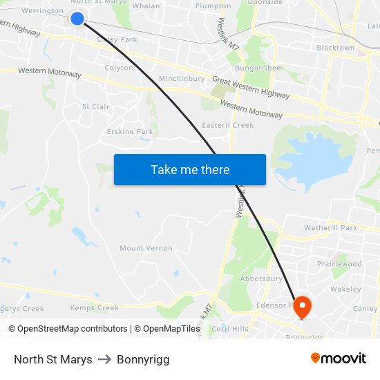 North St Marys to Bonnyrigg map