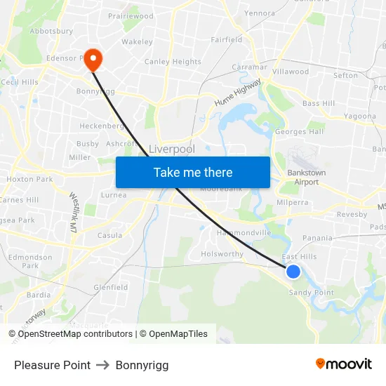 Pleasure Point to Bonnyrigg map