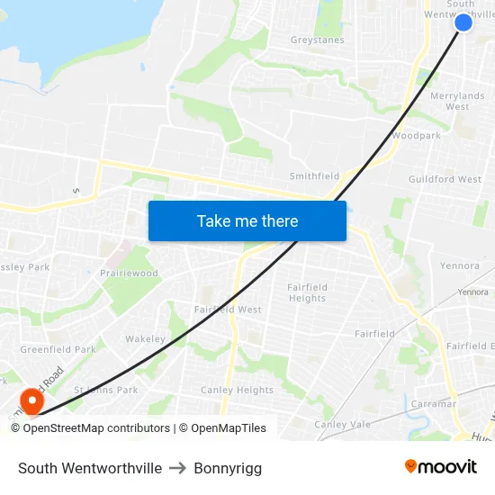 South Wentworthville to Bonnyrigg map