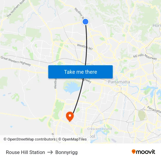 Rouse Hill Station to Bonnyrigg map