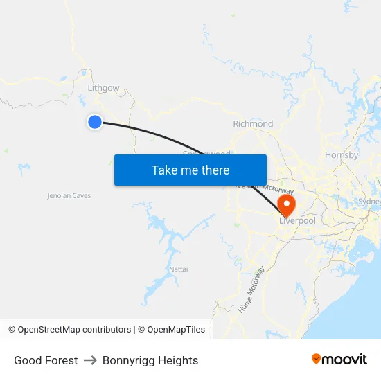 Good Forest to Bonnyrigg Heights map