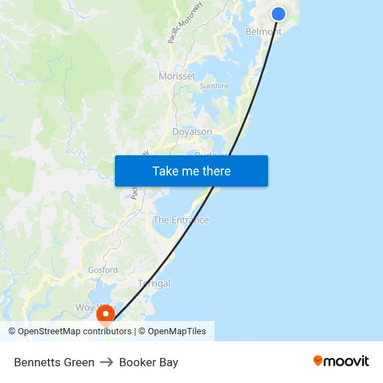 Bennetts Green to Booker Bay map