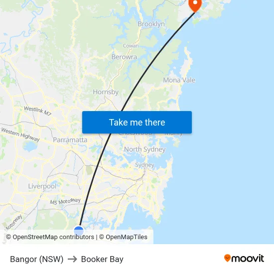 Bangor (NSW) to Booker Bay map