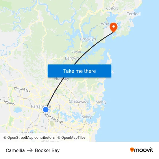 Camellia to Booker Bay map