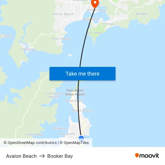 Avalon Beach to Booker Bay map
