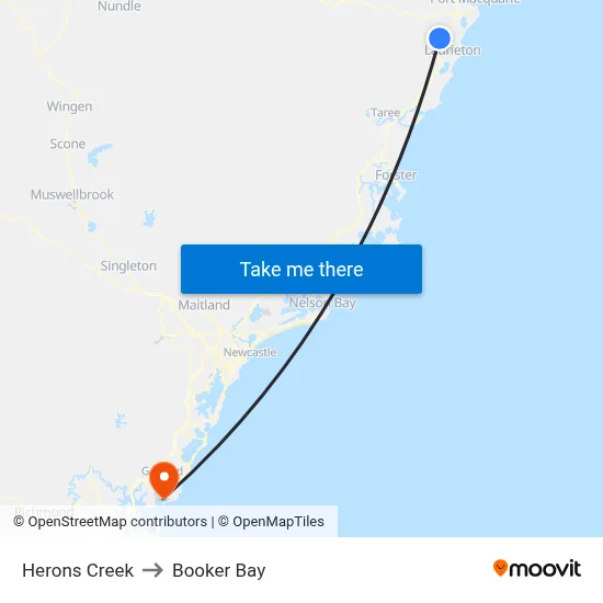 Herons Creek to Booker Bay map
